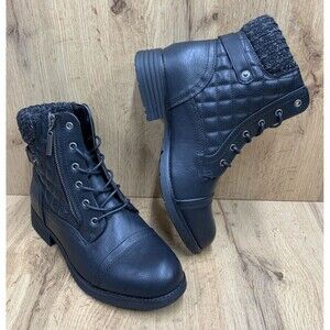 STQ Gear Womens  Zipper Lace Up Combat Boots Size 9 Black